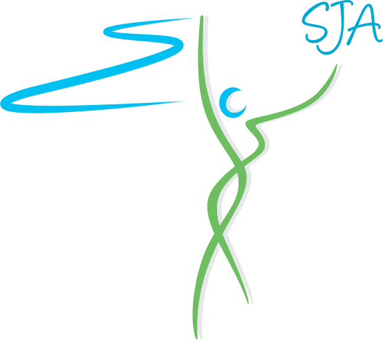 South Jersey Aesthetics logo, a line-drawn figure with one arm raised and a ribbon streaming on the wind