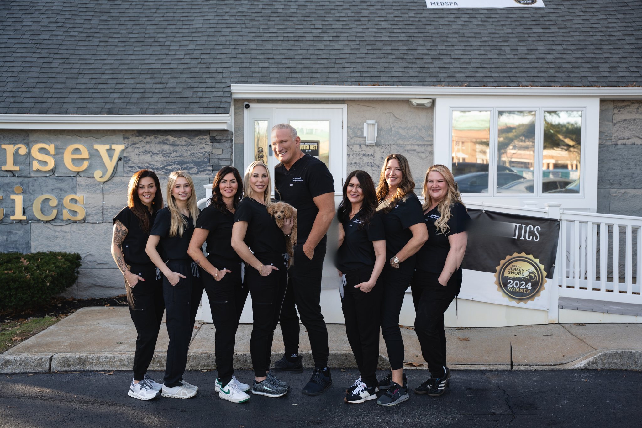 Dr. Dan Francis and the South Jersey Aesthetics team outside the practice